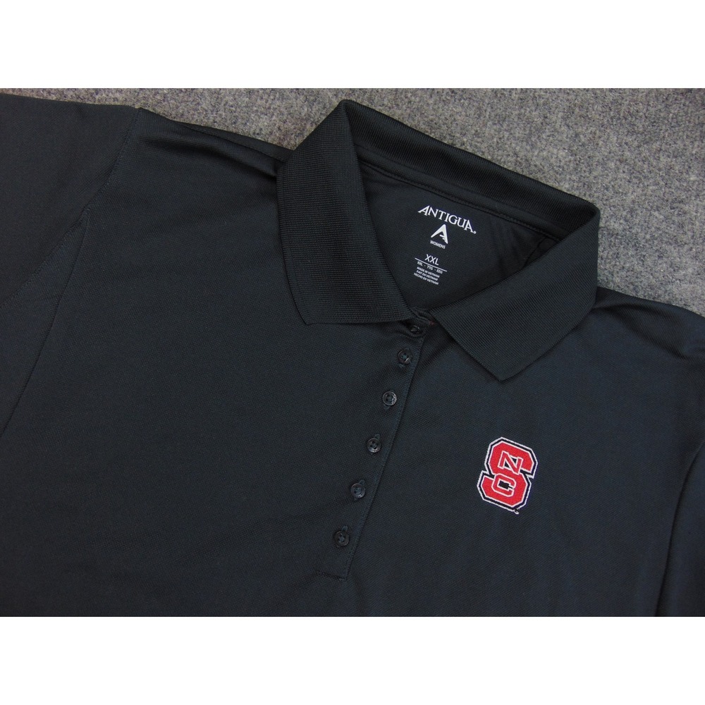 NC‎ State Polo Shirt Mens 2XL Black Antigua Wolfpack NCAA College Sports Apparel
